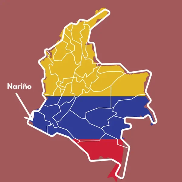 Animated map showing the location of Nariño in Colombia