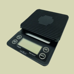 Monkano digital coffee scale displayed on a beige background